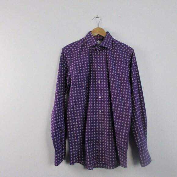 Eton Contemporary Men's Dress Shirt 39 Purple Floral Luxury Designer Pattern 274 - Picture 1 of 11